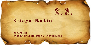 Krieger Martin névjegykártya